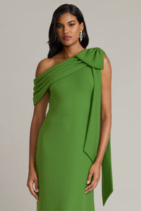 Tadashi Shoji - ALG18371L - One-Shoulder Draped Gown with Bow