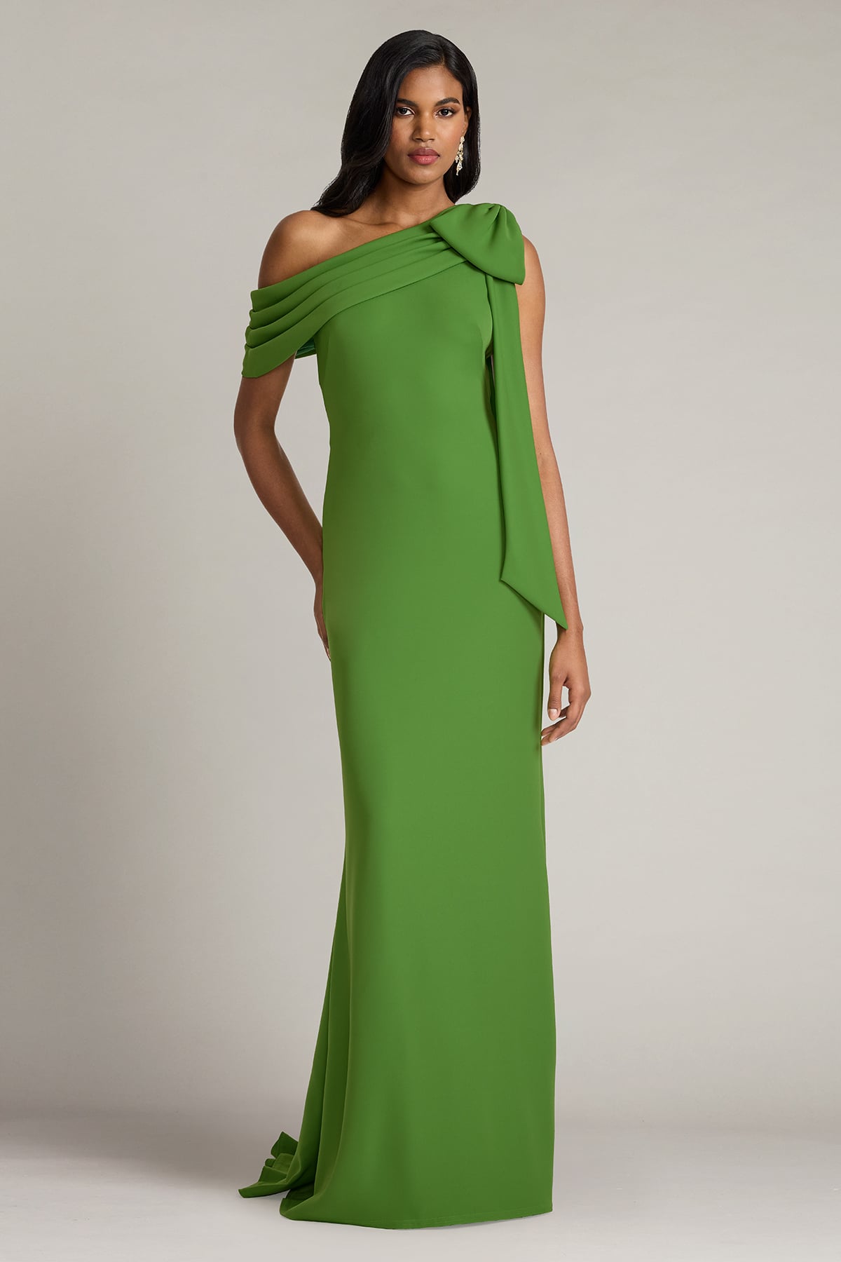 Tadashi Shoji - ALG18371L - One-Shoulder Draped Gown with Bow