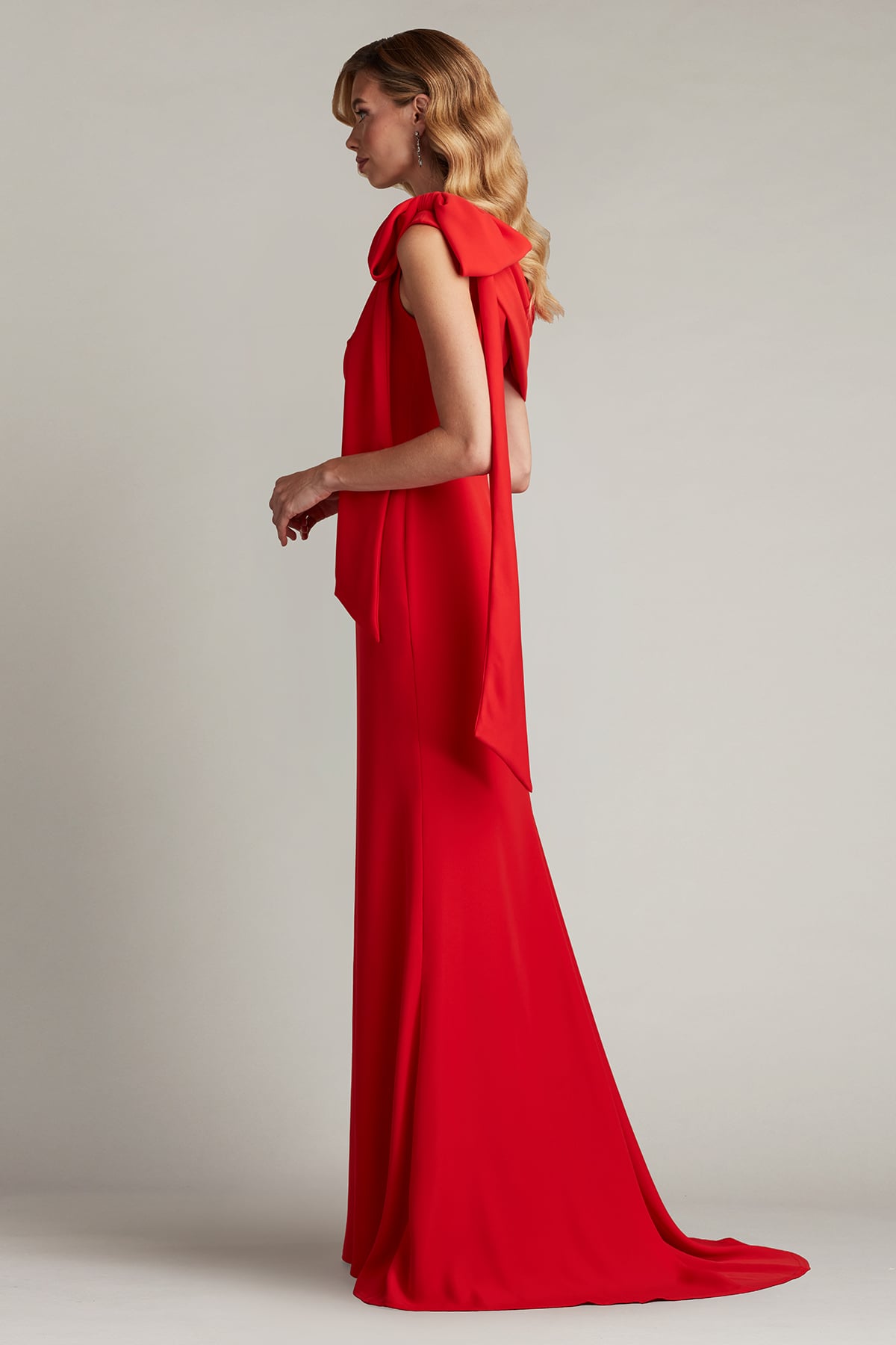 Tadashi Shoji - ALG18371L - One-Shoulder Draped Gown with Bow