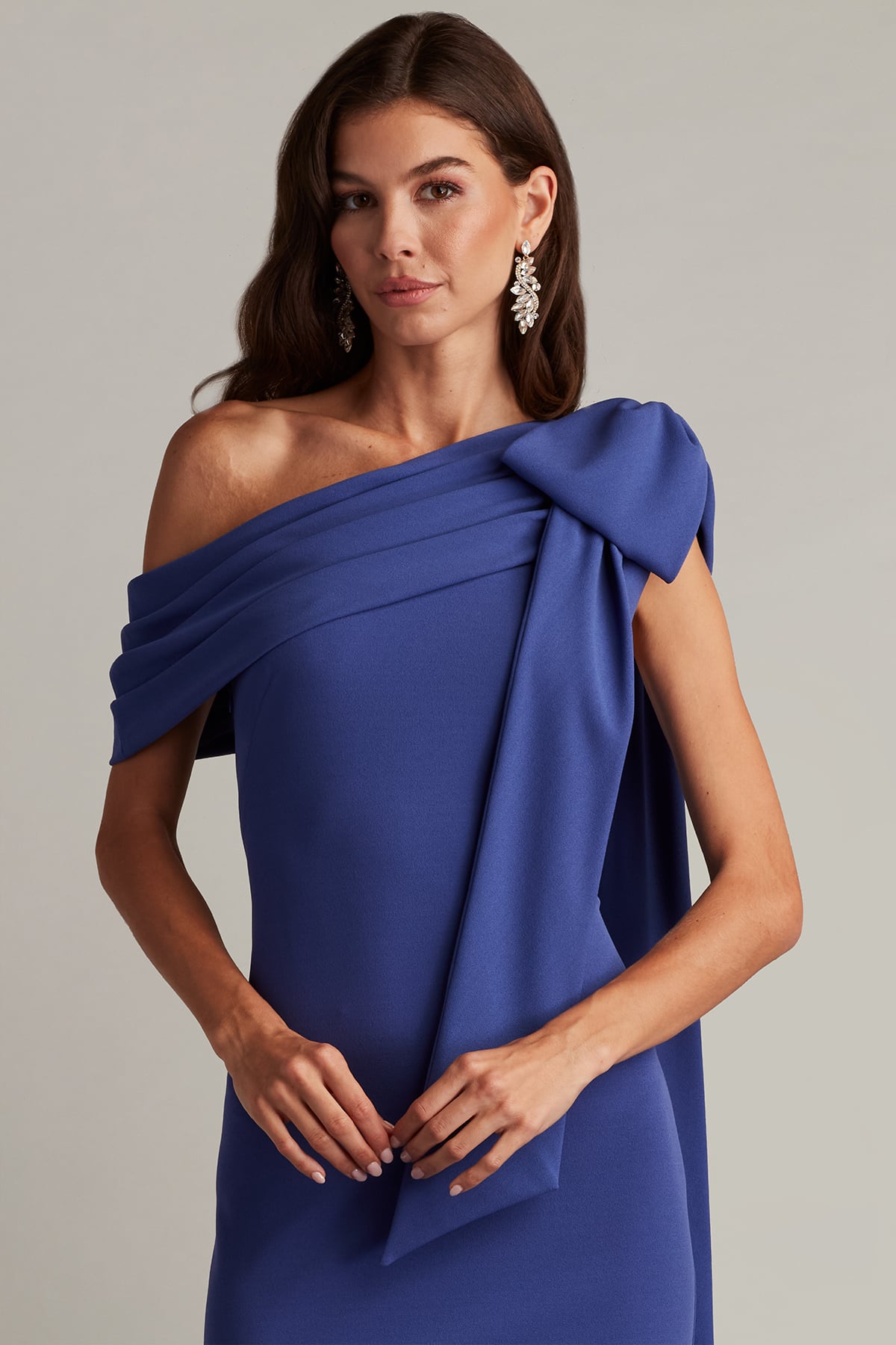 tadashi shoji one shoulder cocktail dress Verrier One-Shoulder Illusion Gown