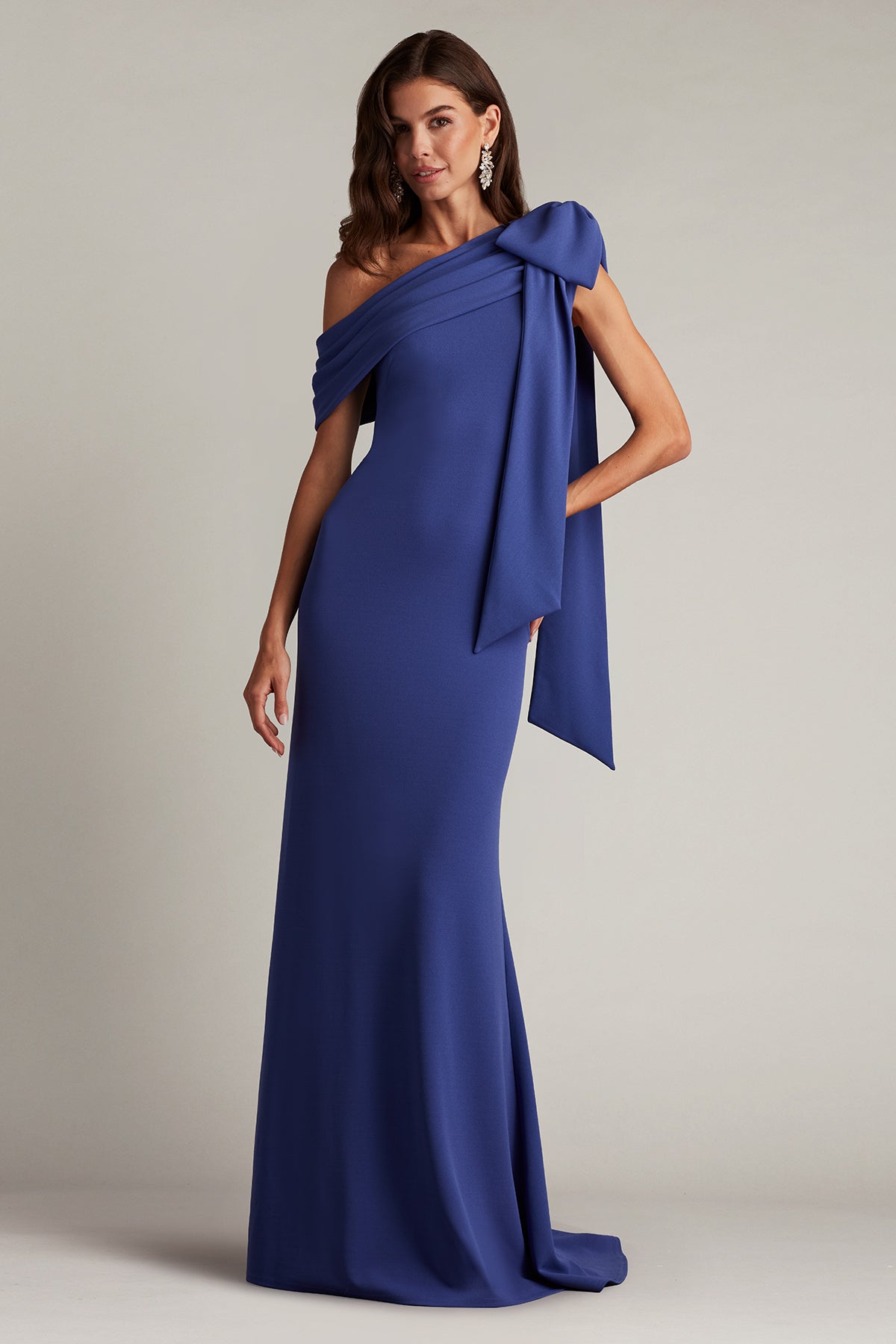 Tadashi Shoji - ALG18371L - One-Shoulder Draped Gown with Bow