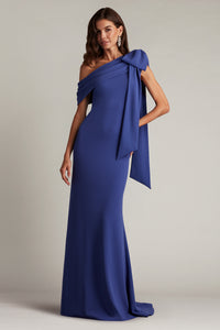 Tadashi Shoji - ALG18371L - One-Shoulder Draped Gown with Bow