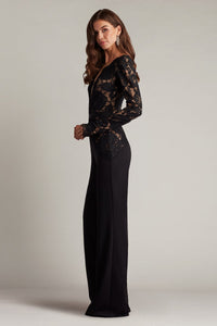 Tadashi Shoji - AYV24197Y - Plunging Illusion Lace Jumpsuit
