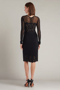Tadashi Shoji - CIN25515M - Long Sleeve Embroidered Cocktail Dress