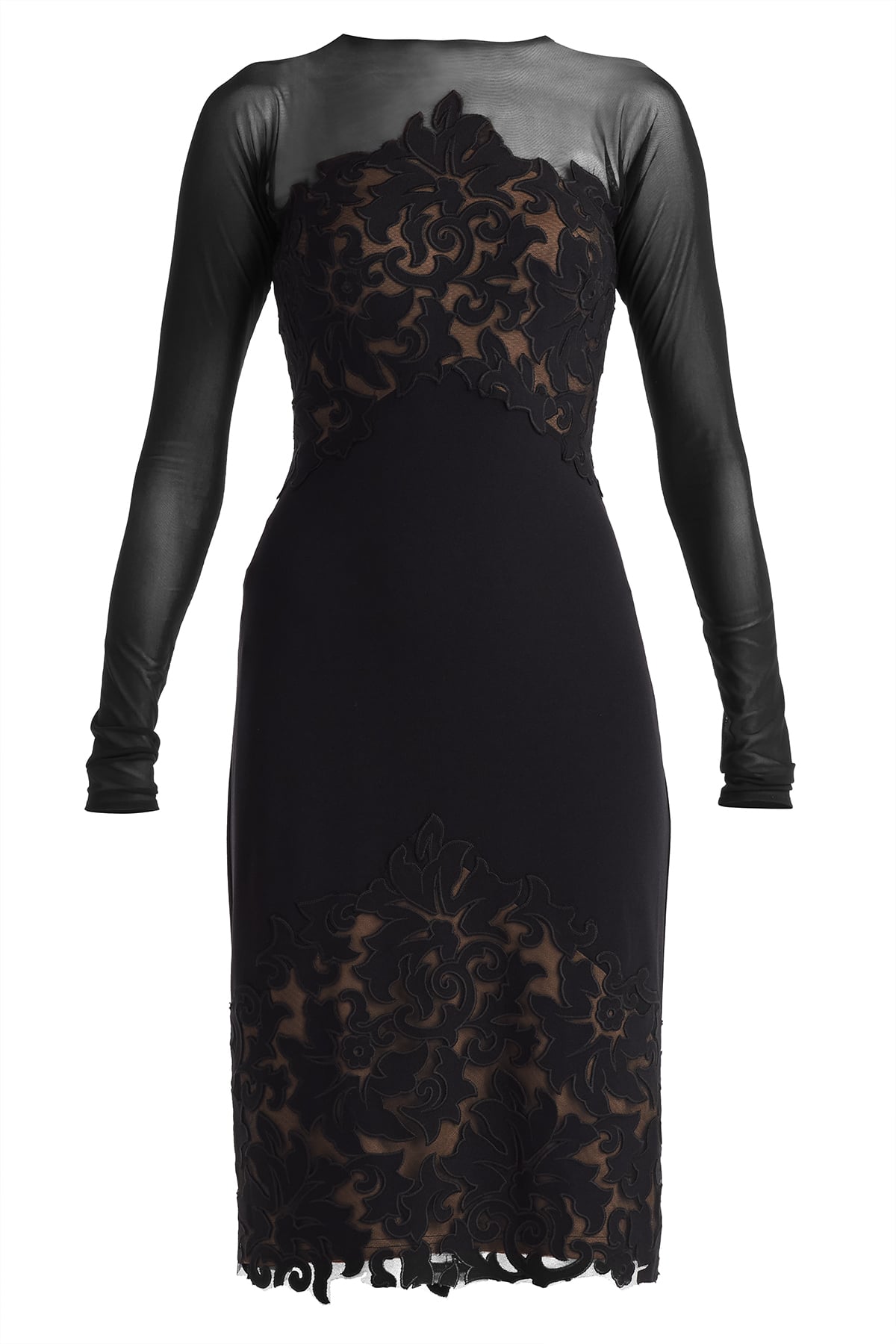 Tadashi Shoji - CIN25515M - Long Sleeve Embroidered Cocktail Dress