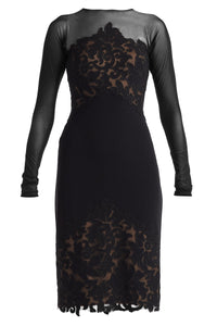 Tadashi Shoji - CIN25515M - Long Sleeve Embroidered Cocktail Dress