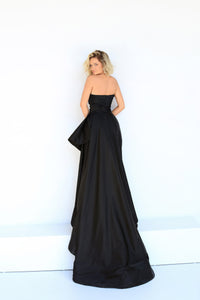 Tarik Ediz 50868 Dream Dress - Strapless couture gown with draped fabrics and asymmetrical slit detail.
