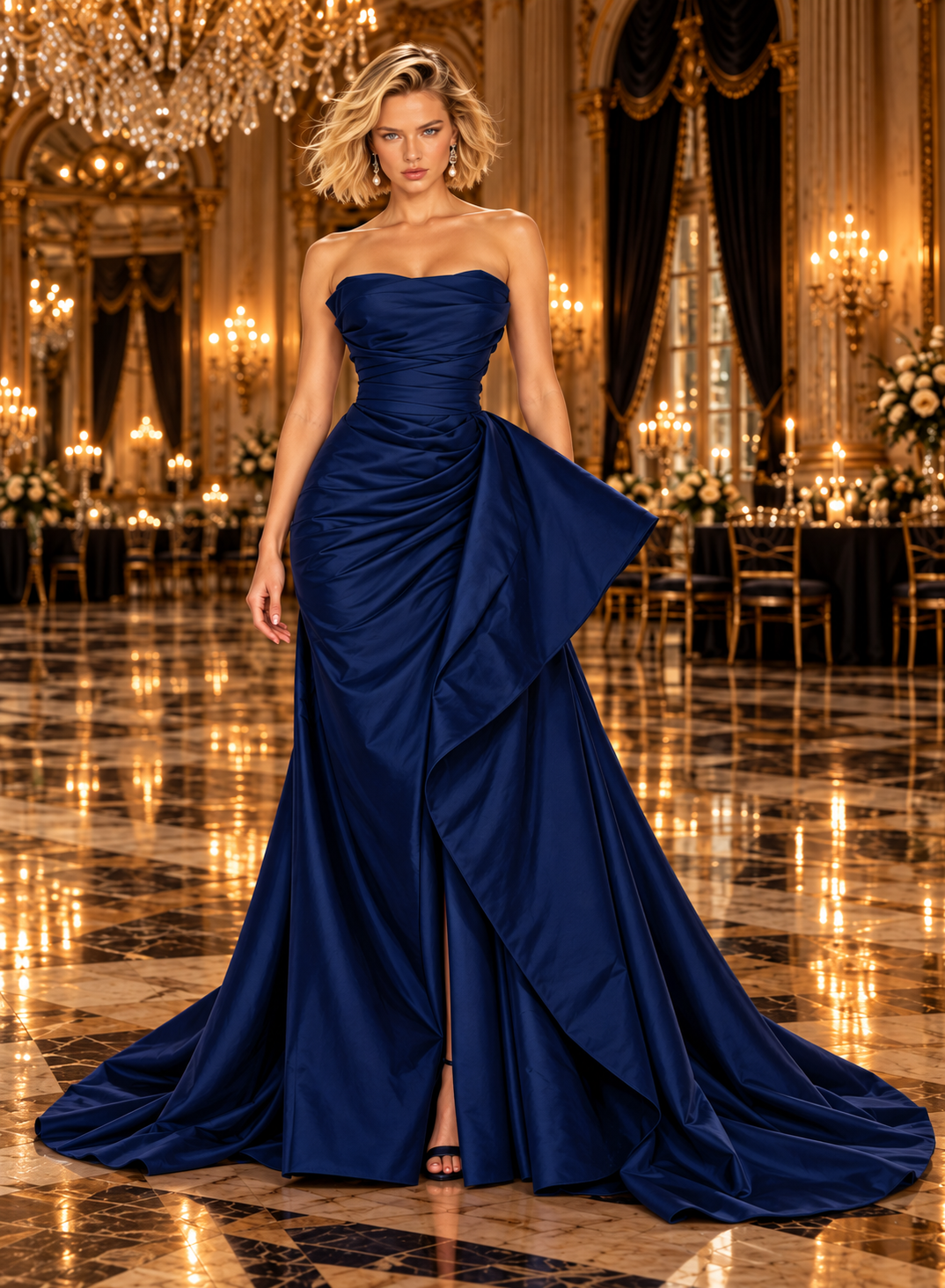 Tarik Ediz - 50868 - Strapless Draped Gown