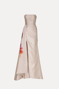 Tarik Ediz - 55112 - Strapless Ruched High-Slit Evening Gown