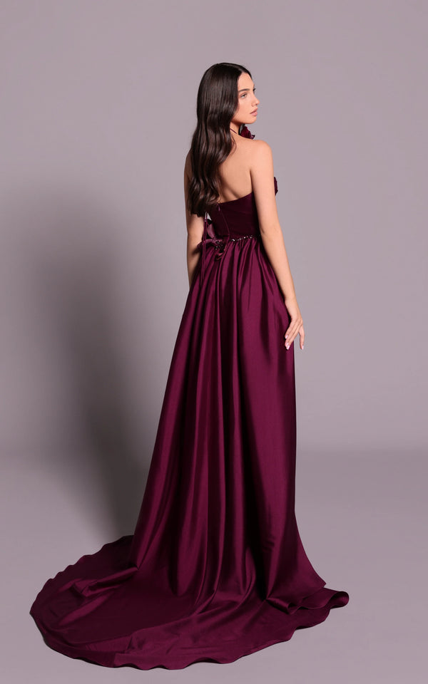 Tarik Ediz - 99106 - Vittoria Strapless Gown with Floral Appliqué