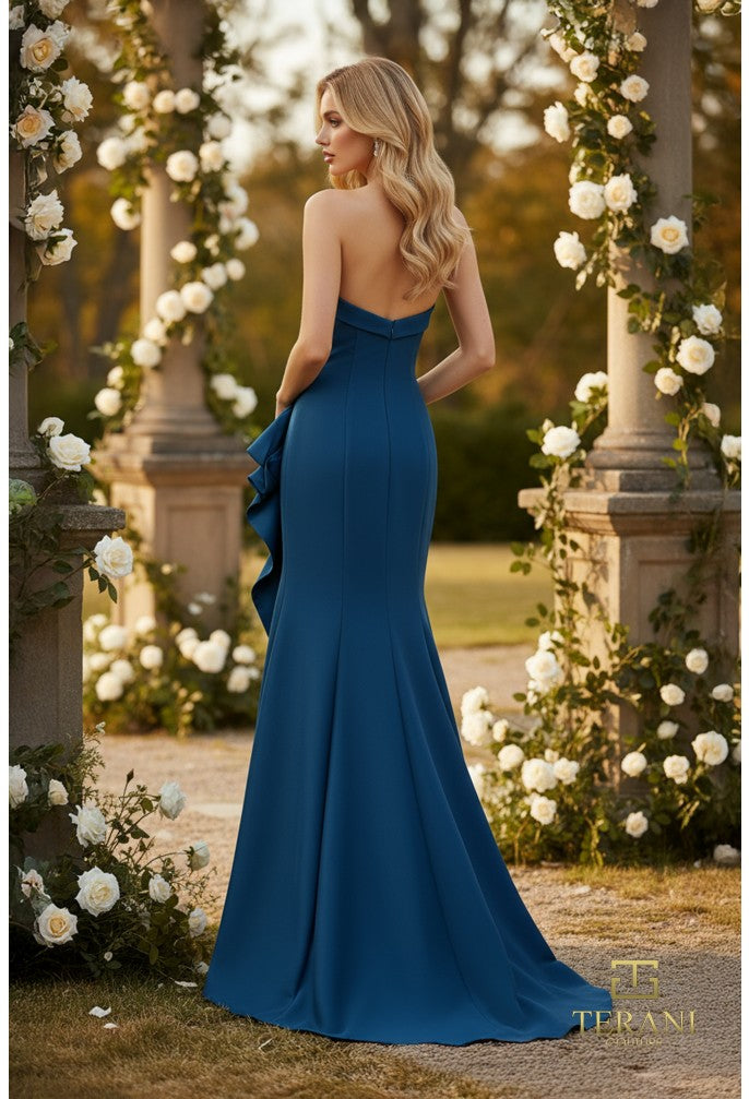 TERANI - 2111P4019 - Off-Shoulder Neckline Draped Bow Gown