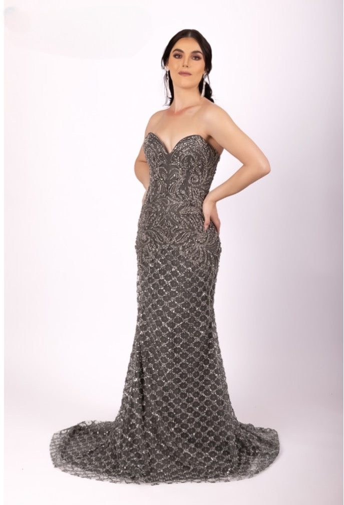Terani 232GL1476 Fitted Trumpet/Mermaid Evening Dress, perfect for Evening events and Pageants. Available at Madeline's Boutique in Toronto and Boca Raton, Florida.