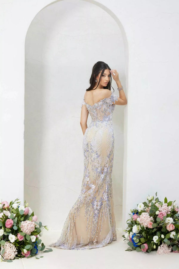 Terani - 232GL1493 - Elegant Trumpet Off-the-Shoulder Gown