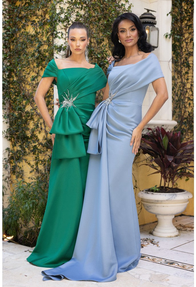 Terani - 242M3338 - Matte Satin Asymmetric Column Gown – Madeline's  Boutique Boca Raton