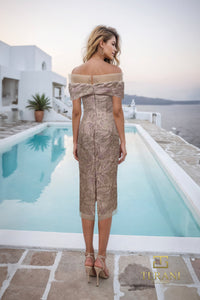 Terani Couture - 261C6514 - Off-the-Shoulder Brocade Sheath Dress