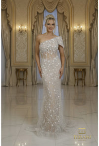 Terani Couture - 261GL6756 - One-Shoulder Gown with Illusion Bodice