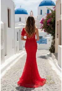 Terani Couture - 261GL6756 - One-Shoulder Gown with Illusion Bodice