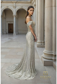 Terani Couture - 261P6106 - Off-the-Shoulder Embellished Evening Gown