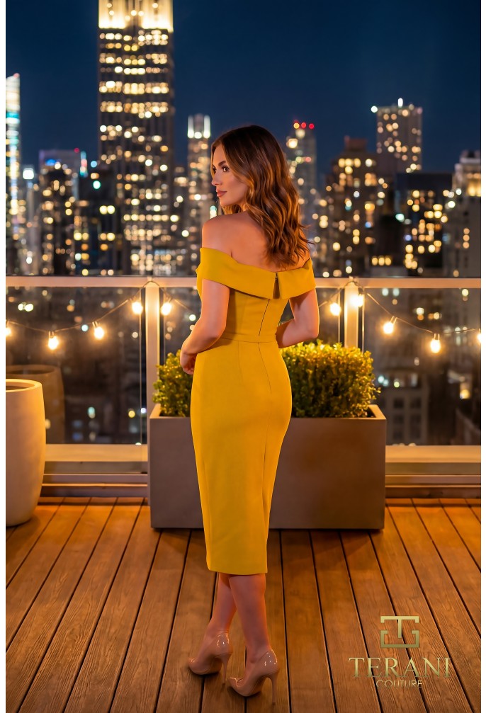 Terani Couture - 262C7004 - Off-Shoulder Draped Cocktail Dress