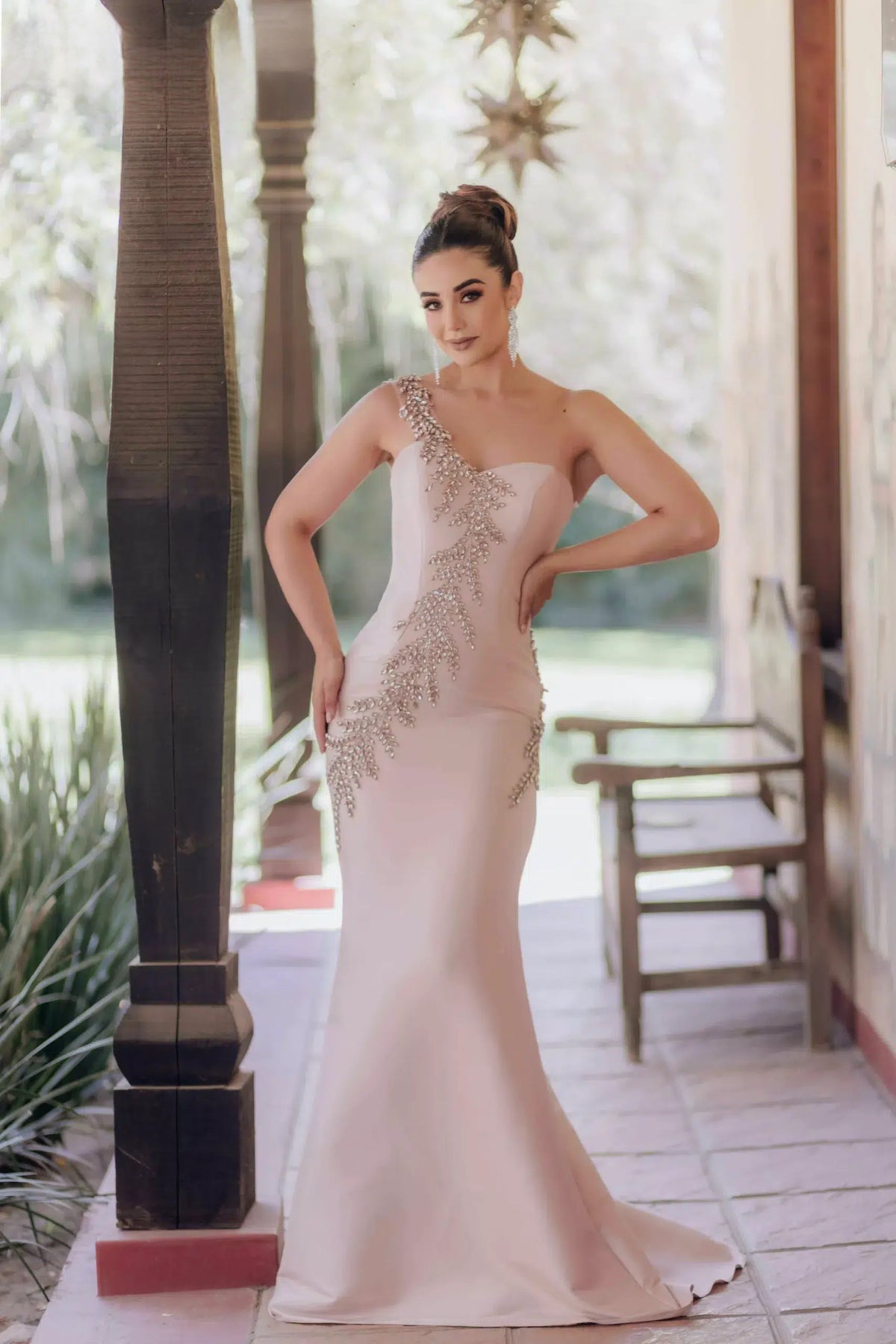 Terani Couture Style 232E1231 Mikado Evening Dress - Sleeveless sheath silhouette with intricate beaded embroidery, perfect for special occasions and for the Mother of the Bride or Groom.  Available at both Madeline's Boutique locations in Toronto, Canada and Boca Raton, Florida.