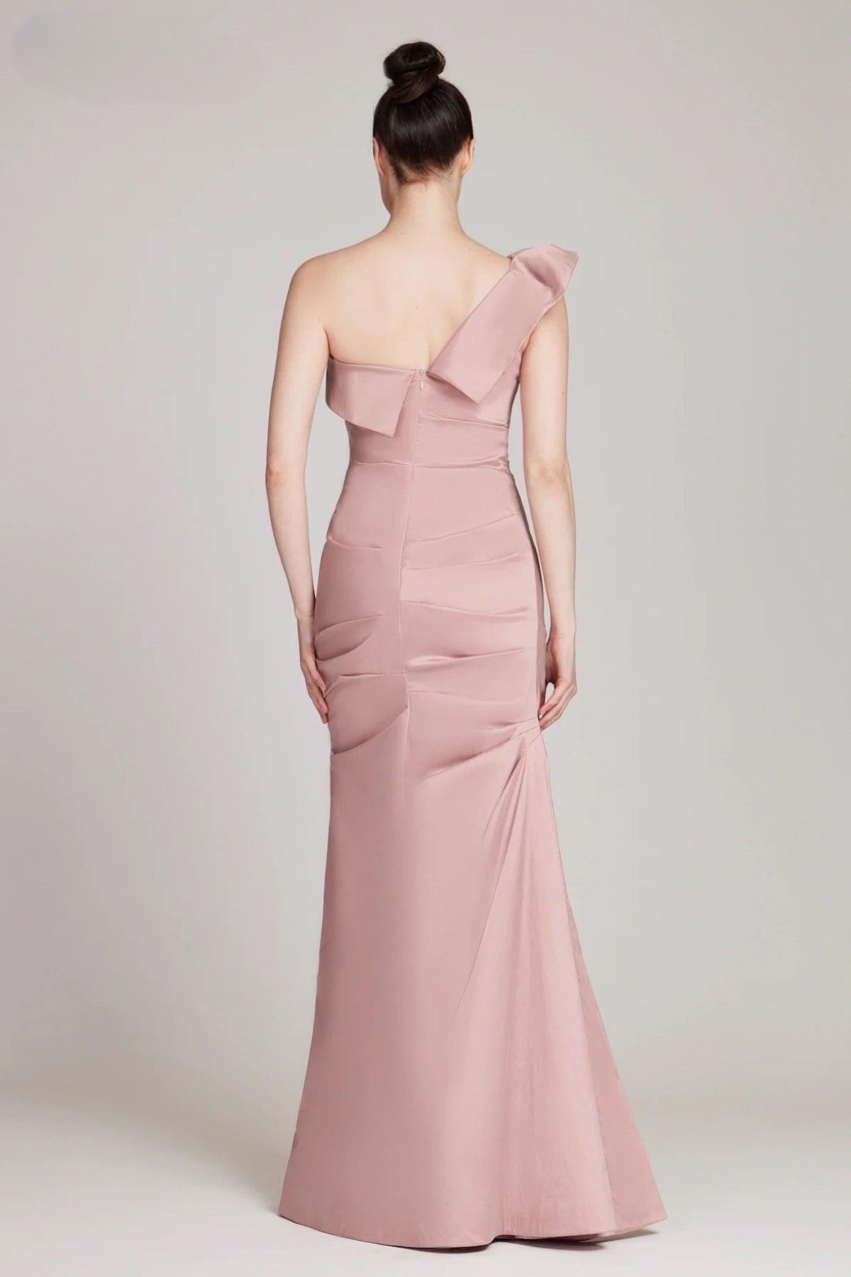 teri jon pink dress Mikado Shirt Drop Waist Gown Terijon.com