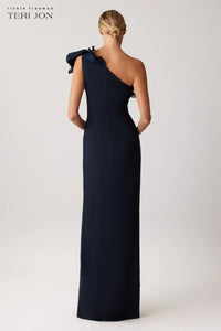 teri jon a line dress Teri Jon Metallic Jacquard Ruffle Off The Shoulder A Line Gown Size 2