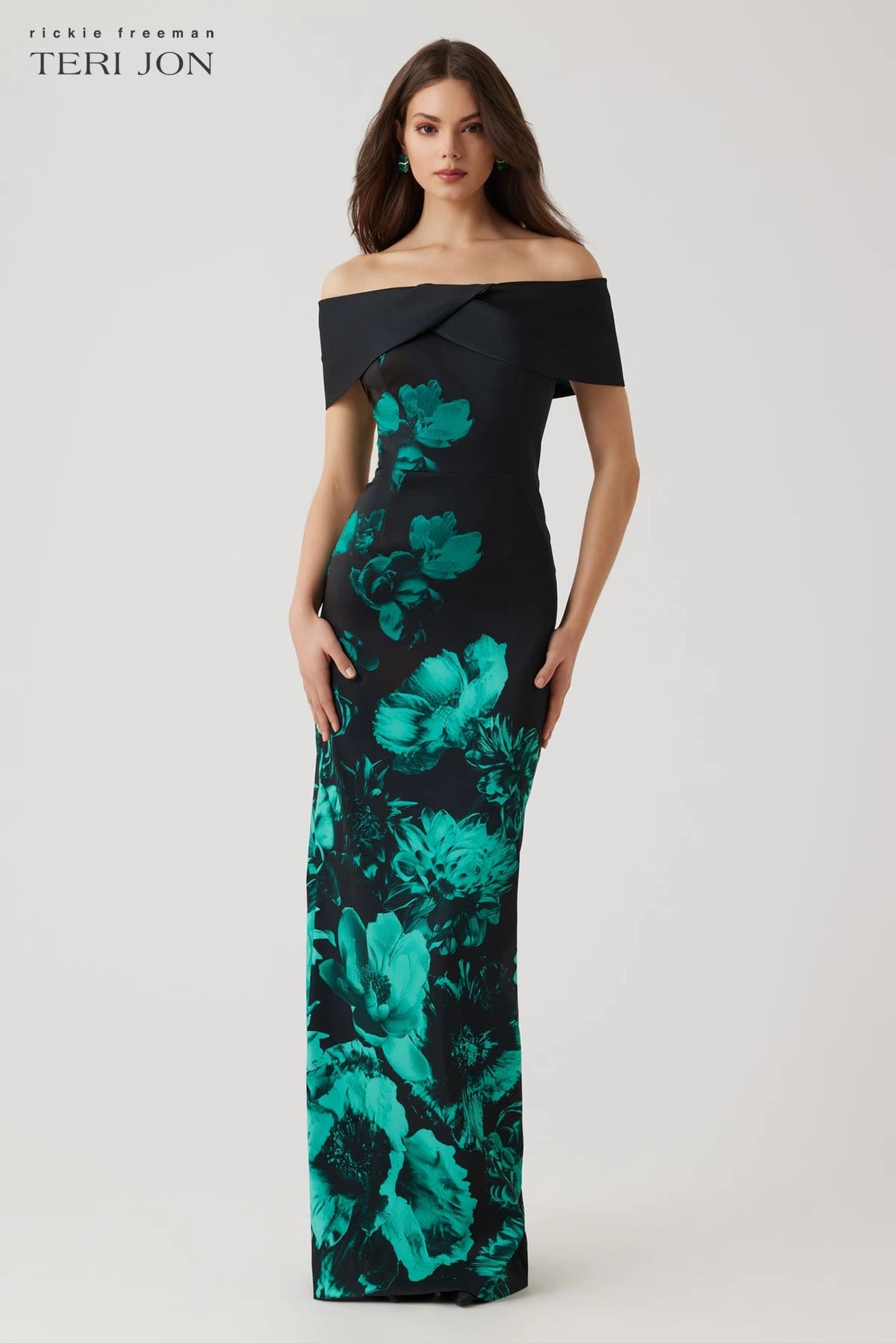 Teri Jon - 257008 - Off-the-Shoulder Floral Column Gown Madeline's Boutique Boca Raton Teri Jon - 257008 - Off-the-Shoulder Floral Column Gown Madeline's Boutique Boca Raton