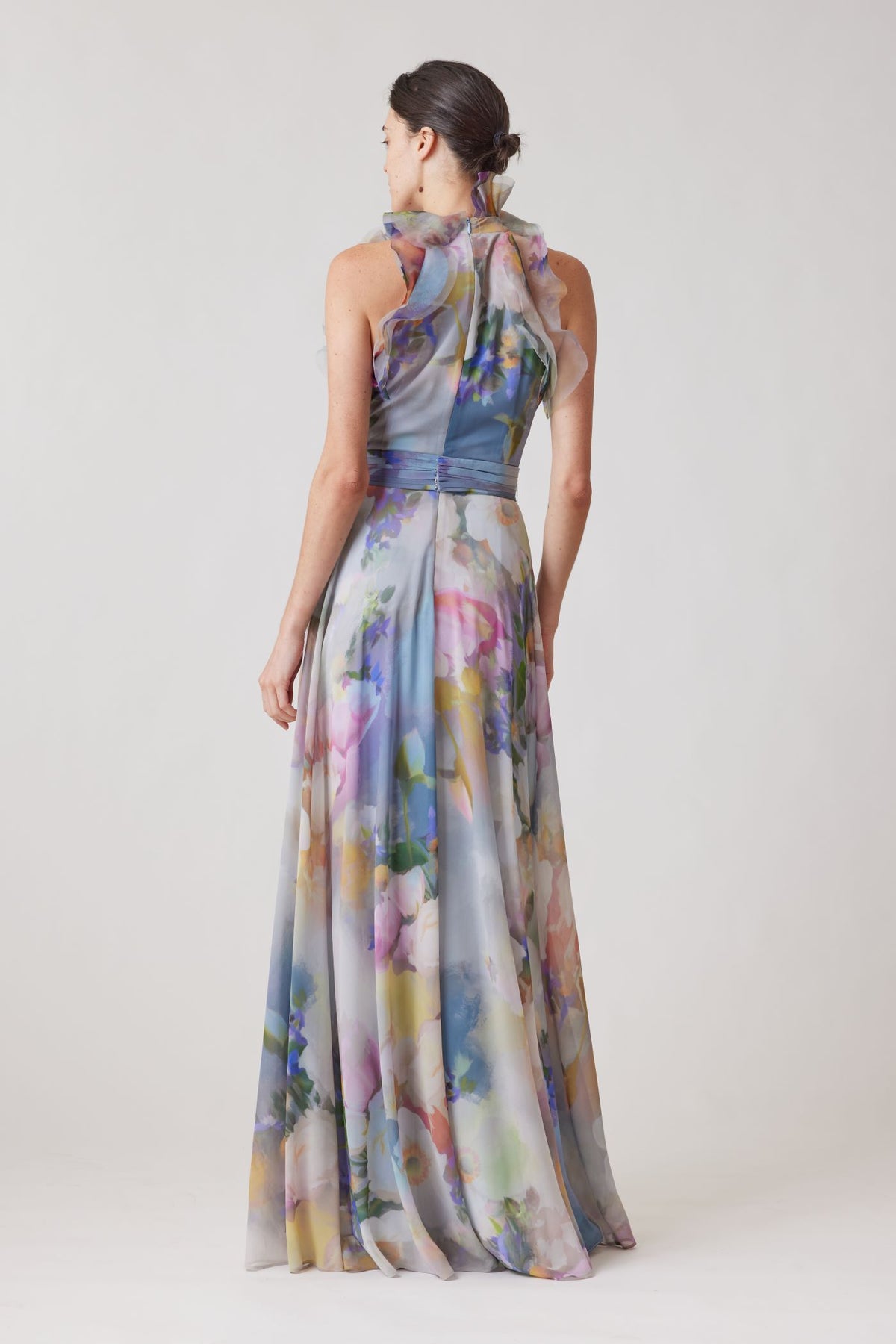 Teri Jon - 259059 - Chiffon Watercolor Organza Halter Gown