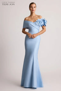 Teri Jon - 259075 - Off-Shoulder Floral Accent Evening Gown