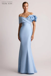 Teri Jon - 259075 - Off-Shoulder Floral Accent Evening Gown