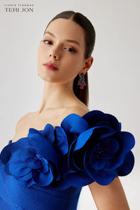 Teri Jon - 259075 - Off-Shoulder Floral Accent Evening Gown