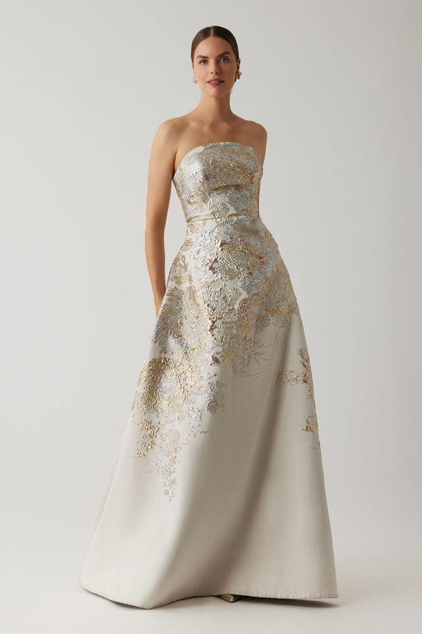 Teri Jon - 267009 - Strapless Floral Gown with Matching Bolero