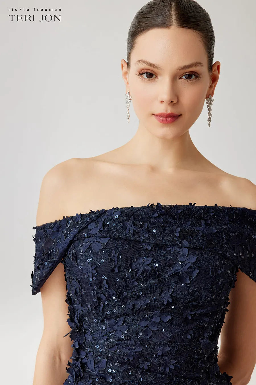 Teri Jon - 267015 - 3D Lace Off-the-Shoulder Gown