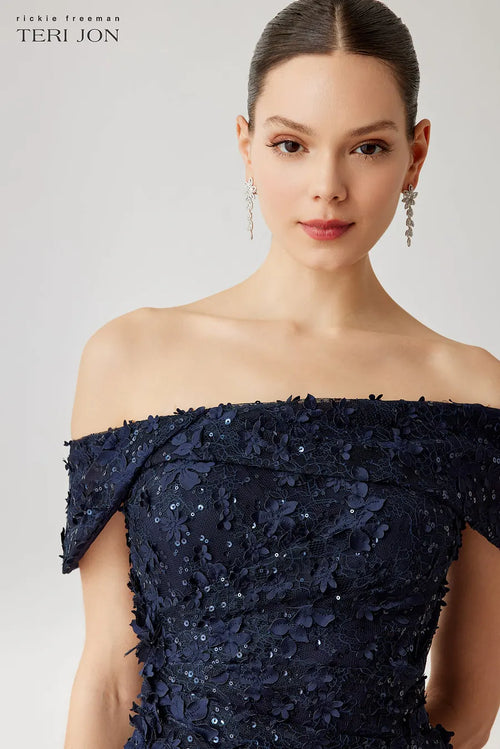 Teri Jon - 267015 - 3D Lace Off-the-Shoulder Gown