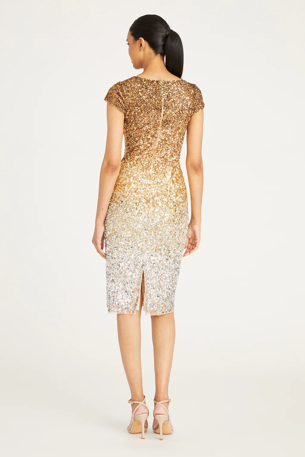 Theia Women's Irma Sequin-Embroidered Dress - Gold Silver - Size 16 Theia Women's Irma Sequin-Embroidered Dress - Gold Silver - Size 16