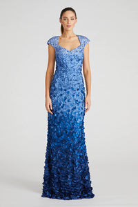 Theia Chelsea Ombre Petal Gown: Hand-Embellished Elegance