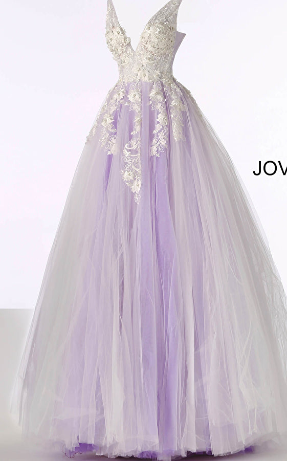 Jovani - 55634 - Tulle Ballgown with Floral Appliques