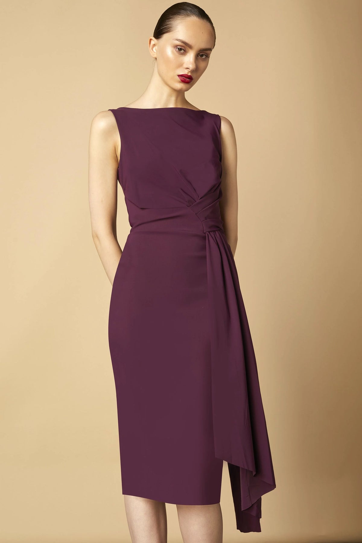Chiara Boni - Cinthia - Draped Asymmetric Midi Dress Chiara Boni - Cinthia - Draped Asymmetric Midi Dress