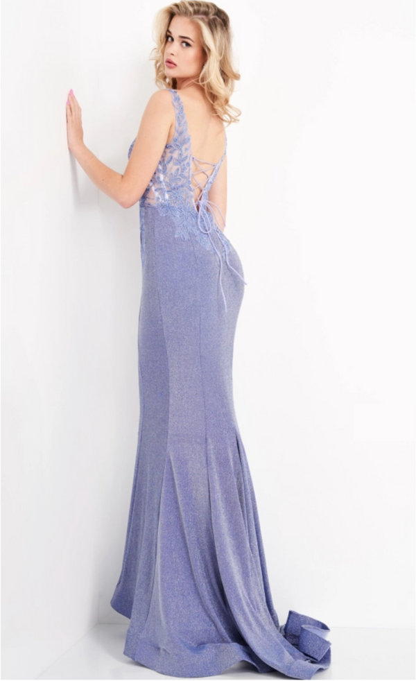 Stunning JVN06505 Sheer Embroidered Gown | Madeline's Boutique in Toronto and Boca Raton