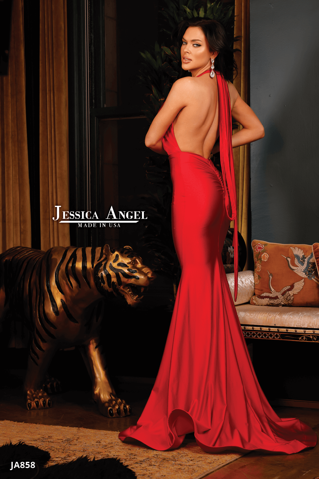 Jessica Angel - 858 - Plunging Halter Gown with Open Back Lilac / XS Jessica Angel - 858 - Plunging Halter Gown with Open Back Lilac / XS