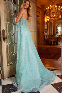Mint Embellished Plunging Neck Mermaid Evening Gown by Jovani - Style 23361 - Perfect for Weddings and Black Tie Events - Available at Madeline's Boutique in Toronto and Boca Raton