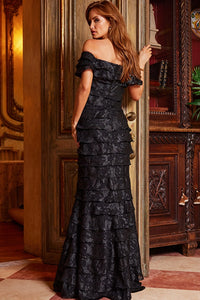 Jovani 23890 - Black Off the Shoulder Sheath Evening Dress