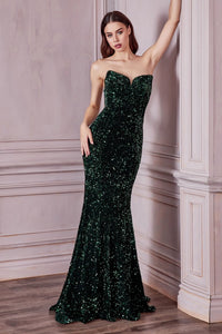 LaDivine - CH151 - Strapless Sequin Gown