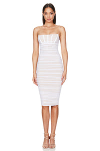 NOOKIE Edin Mini Bodycon Cocktail Dress - A stunning bodycon dress with a boned bust, ruching up the sides, and fine elastic straps, crafted in NOOKIE'S soft mesh and fully lined in super soft jersey, perfect for New Year's Eve parties and cocktail events.