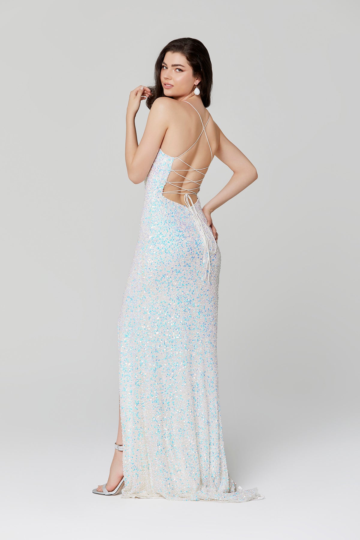 Primavera - 3290 - Sequinned High-Slit Prom Dress