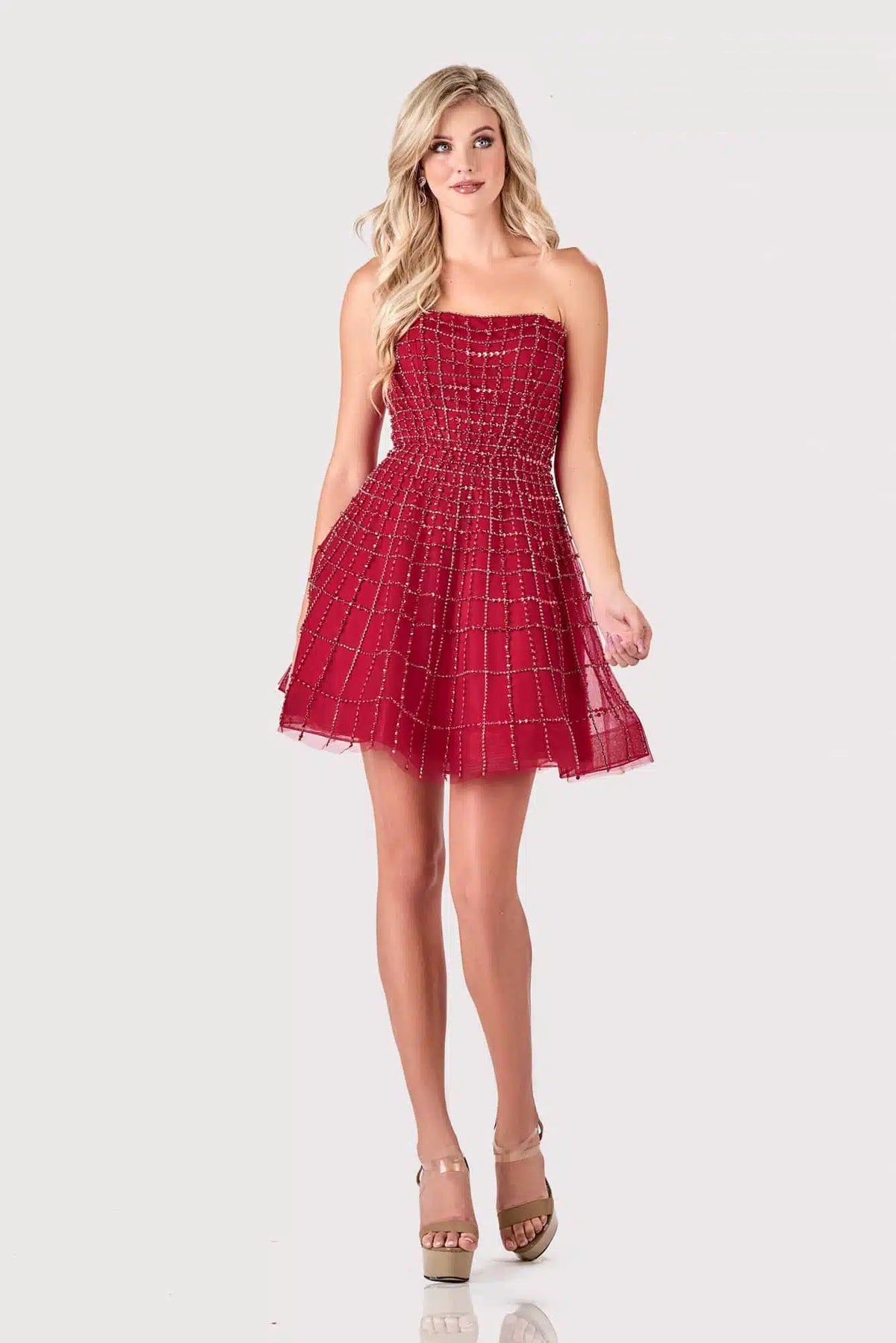 Terani - 2111P4250 - Embellished Strapless A-Line Dress