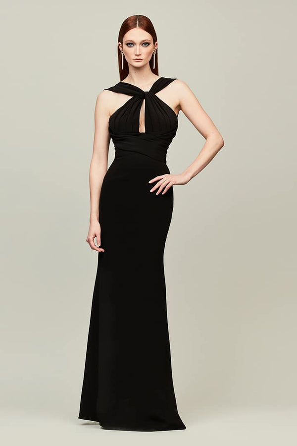 Audrey & Brooks 6304 Crepe Satin Sleeveless Halter Gown at Madeline's Boutique - Crafted with Premium Crepe Satin Material - Perfect for Special Events and Mother of the Bride/Groom